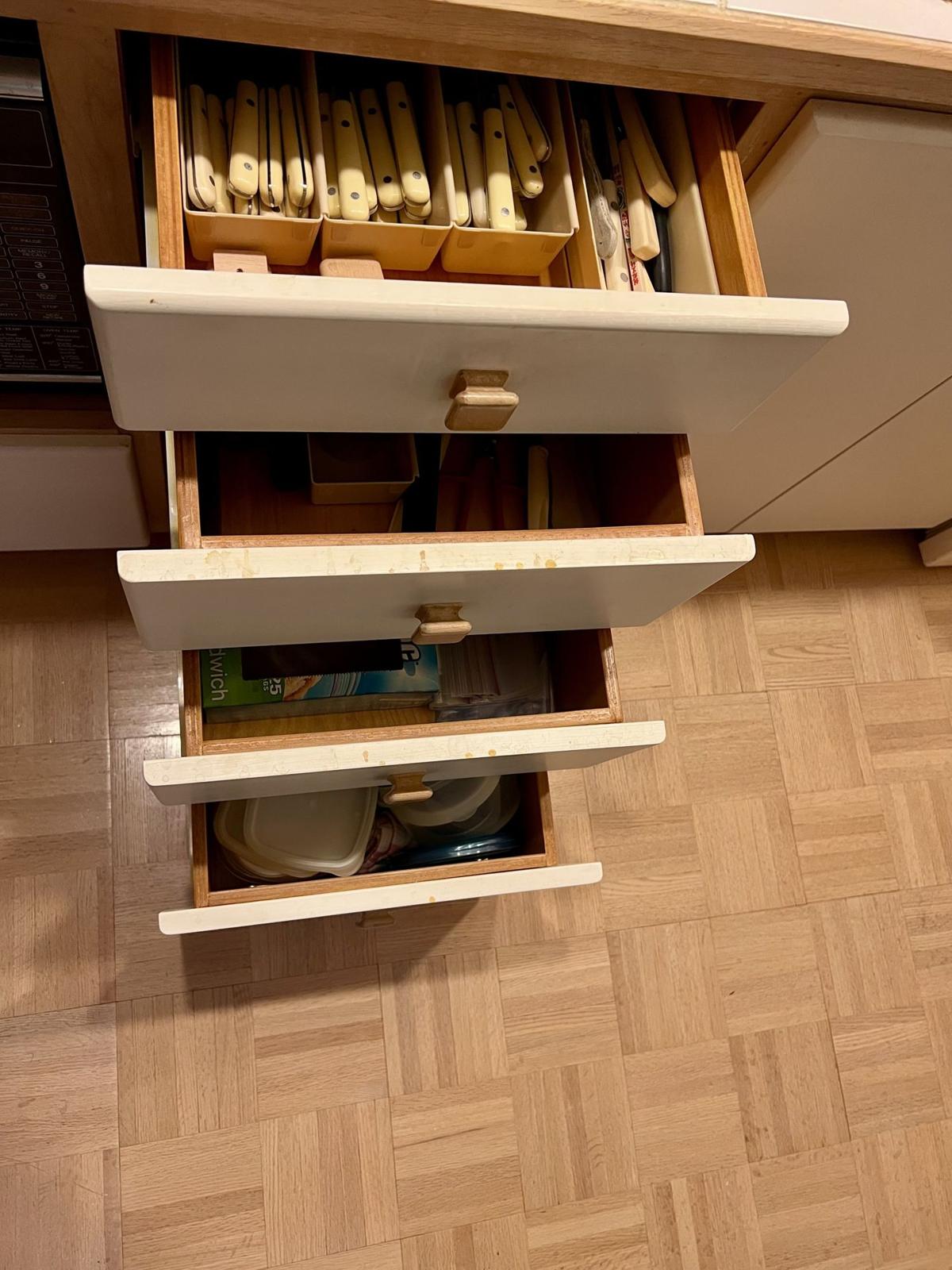 Drawers stocked with utensils